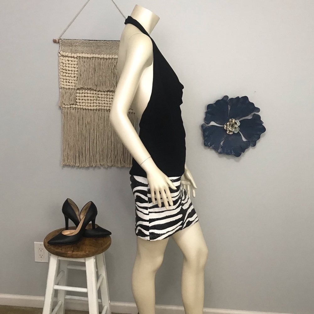 Y2K Bebe sequin zebra print halter dress - Picture 3 of 8